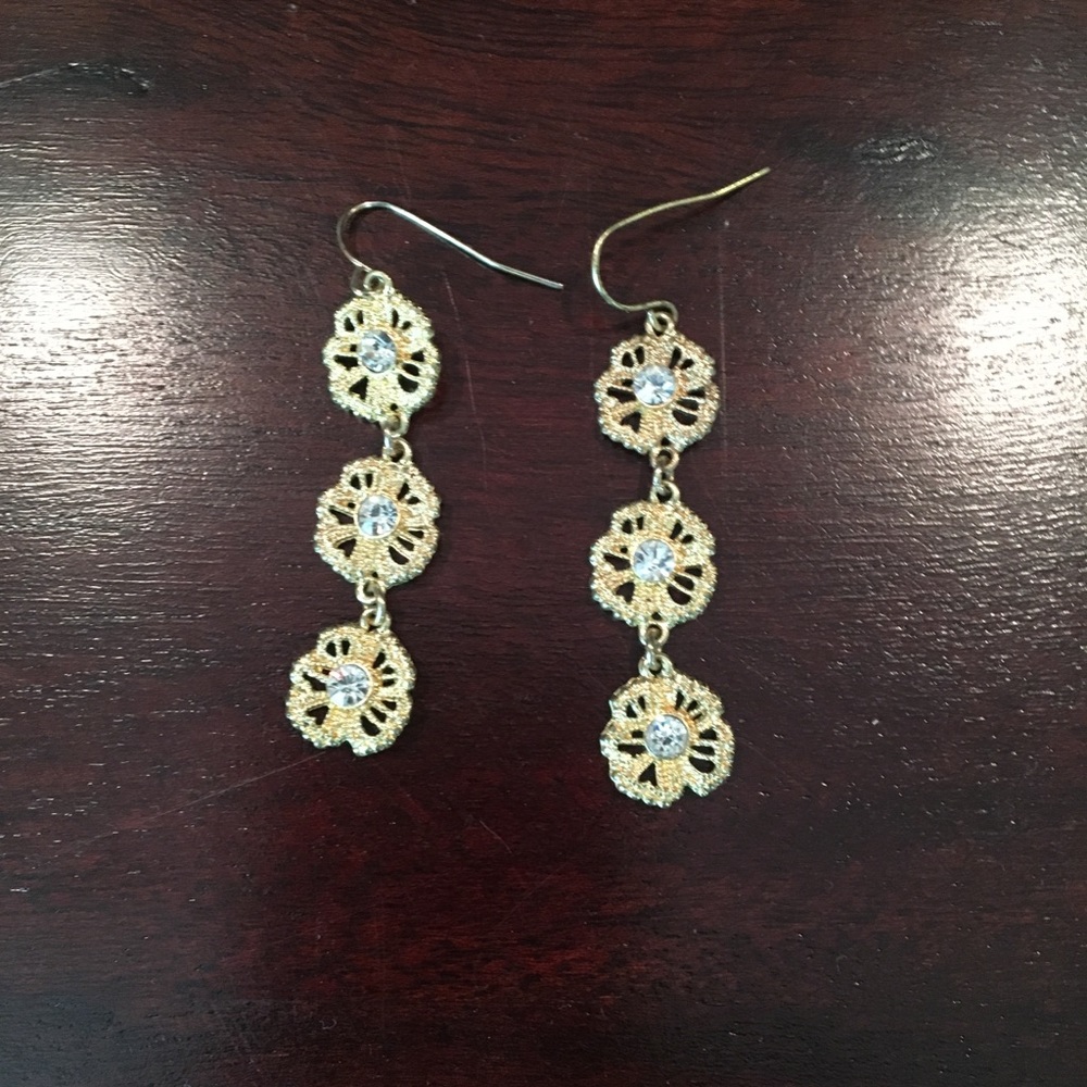 Gold and rhinestone earrings